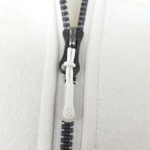 Lululemon Women's Cream Teal Retro Zip-Up Fleece Lined Scuba Jacket Pockets 8 - Picture 9 of 16